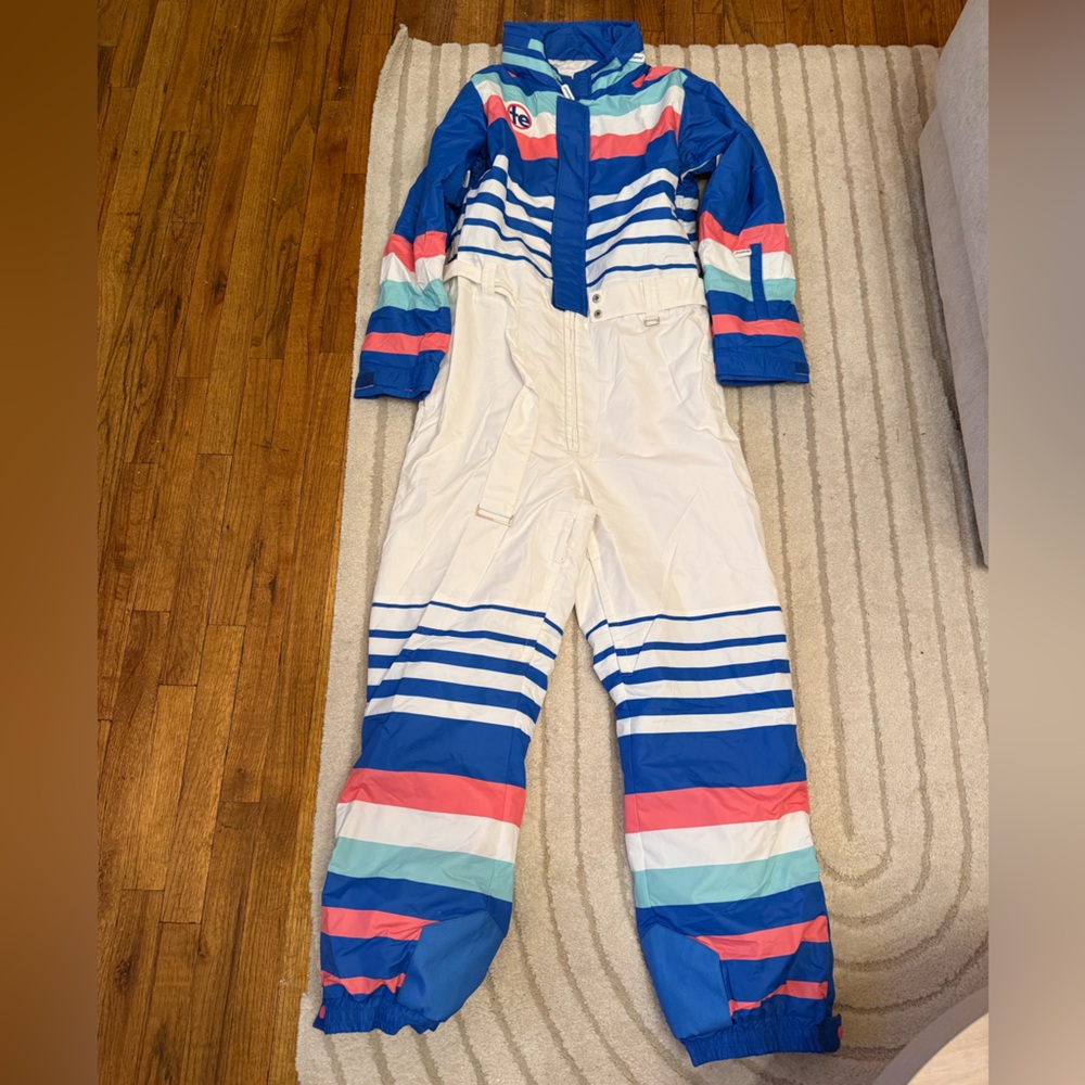 Tipsy Elves Retro Ski Suit with Blue and White Accents
